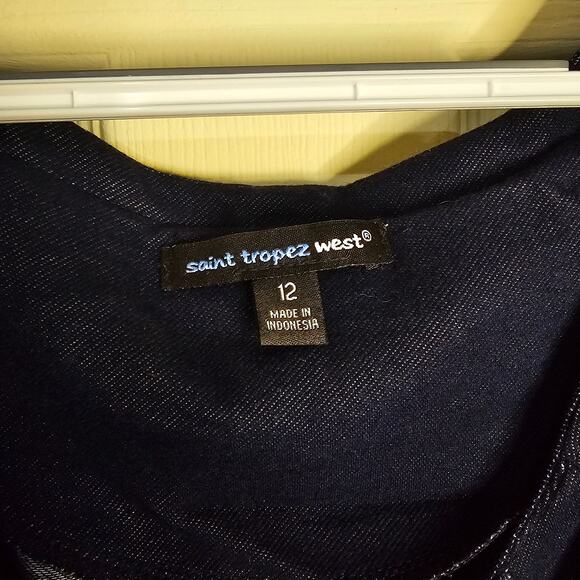 Saint Tropez West Sleeveless Dress with Zippered Pockets Gathered Waist S12 - Picture 6 of 7